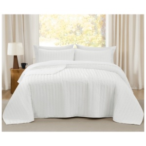 Brooklyn Loom Percale 3-Piece King Quilt Set, White