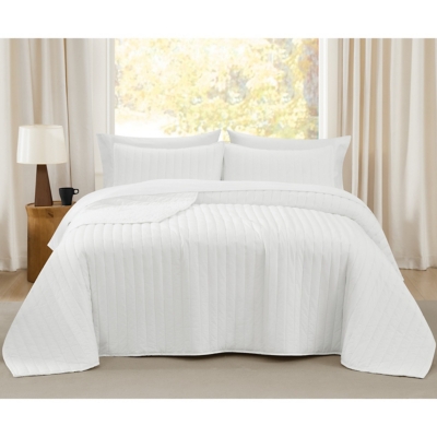 Brooklyn Loom Percale 3-Piece King Quilt Set, White