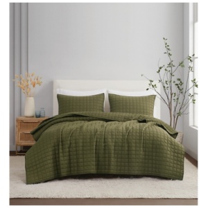 Brooklyn Loom Solid 3-Piece King Quilt Set, Moss Green