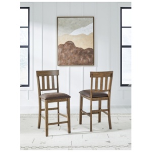 Broxtyn Counter Height Bar Stool Leather, Light Brown