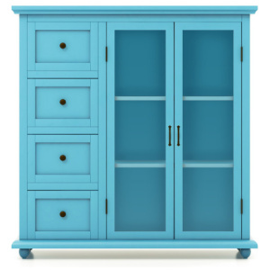 Buffet Sideboard Table Kitchen Storage Cabinet with Drawers and Doors-Blue