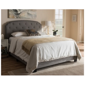 Button Tufted Queen Upholstered Bed, Gray