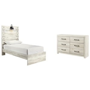Cambeck Twin Panel Bed with Dresser, Whitewash