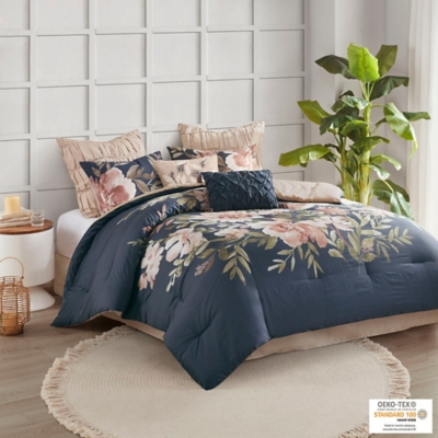 Camillia King 8 Piece Comforter Set, Navy