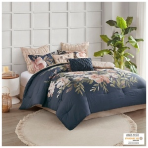 Camillia Queen 8 Piece Comforter Set, Navy