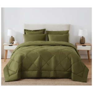 Cannon 200 Thread 3-Piece King Comforter Set, Olive Green