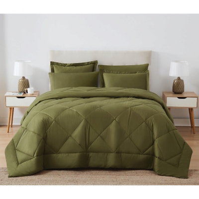 Cannon 200 Thread 3-Piece King Comforter Set, Olive Green