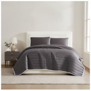 Christian Siriano NY 3-Piece King Quilt Set, Dark Gray