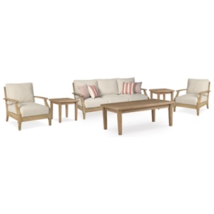 Clare View Outdoor Sofa and 2 Lounge Chairs with Coffee Table and 2 End Tables, Beige
