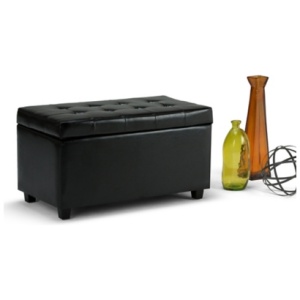 Cosmopolitan Rectangle Storage Ottoman, Midnight Black