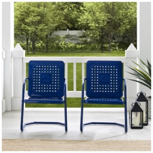 Crosley Furniture Bates Outdoor Dining Chair (Set of 2), Navy