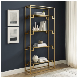 Crosley Furniture Celeste 72" Bookcase, Gold