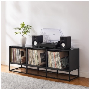 Crosley Furniture Enzo 60" Record Storage Media Console, Black