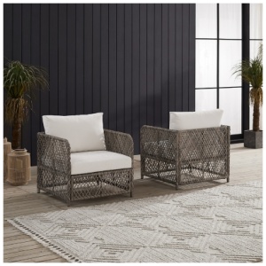 Crosley Furniture Granite Bay Outdoor Chair (Set of 2), Creme