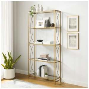 Crosley Furniture Helena 76" Bookcase, Gold