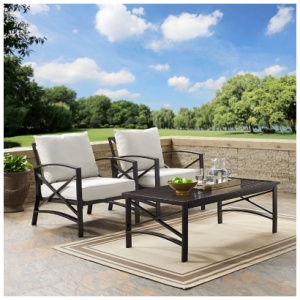 Crosley Furniture Kaplan 3-Piece Outdoor Chair Set, Oatmeal