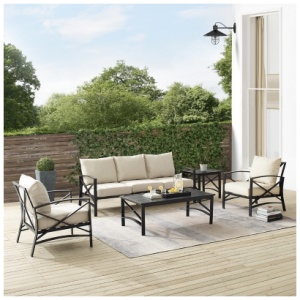 Crosley Furniture Kaplan Outdoor Conversation Set with Side Table, Oatmeal
