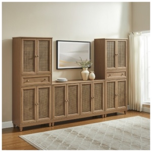 Crosley Furniture Katia 3-Piece Sideboard and Pantry Set, Driftwood/Brown