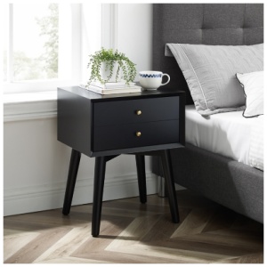 Crosley Furniture Landon 18" 1 Drawer Nightstand, Matte Black