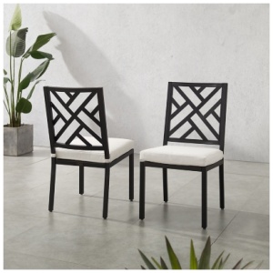 Crosley Furniture Locke Outdoor Dining Chair (Set of 2), Creme