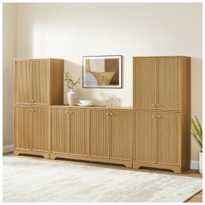 Crosley Furniture Naomi 3-Piece Sideboard And Pantry Set, White Oak