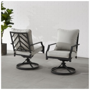 Crosley Furniture Otto Swivel Outdoor Dining Chair (Set of 2), Gray