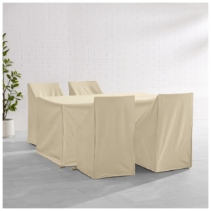 Crosley Furniture Outdoor Dining Table and 4 Dining Chairs Furniture Cover, Tan