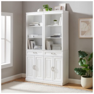 Crosley Furniture Stanton 2-Piece Storage Bookcase Set, White