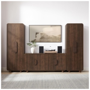 Crosley Millie 3-Piece Modular Entertainment Center with 55" TV Stand, Brown