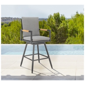 Crown Outdoor Patio Swivel Bar Stool, Dark Gray
