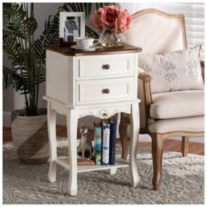 Darla Wood 2-Drawer Nightstand, White