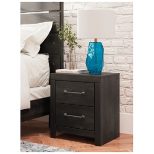 Delmorta 22" 2 Drawer Charging Nightstand, Dark Gray