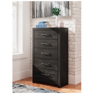 Delmorta 5 Drawer Chest of Drawers, Dark Gray