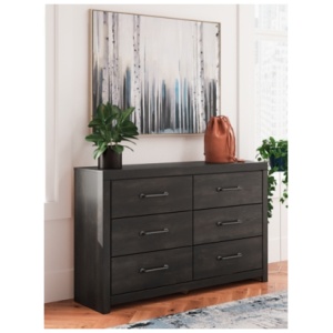 Delmorta 6 Drawer Dresser, Dark Gray