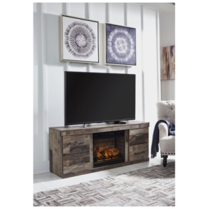 Derekson 2 Door 60" TV Stand with LED Electric Fireplace Insert, Multi Gray