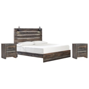 Drystan King Panel Bed with 2 Nightstands, Multi