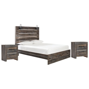 Drystan Queen Panel Bed with 2 Nightstands, Multi