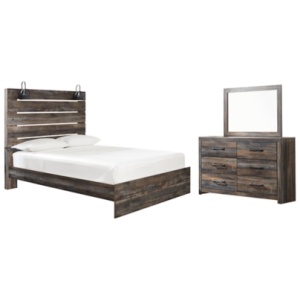 Drystan Queen Panel Bed with Mirrored Dresser, Multi