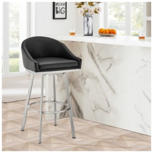 Eleanor Swivel Bar Stool, Black/Chrome