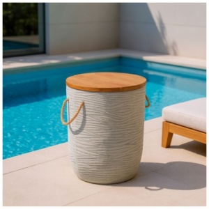 Erika Home Biban Outdoor Side Table, Natural/Gray