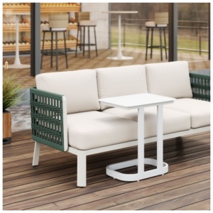 Erika Home Friss Outdoor End Table, White