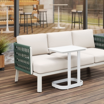Erika Home Friss Outdoor End Table, White
