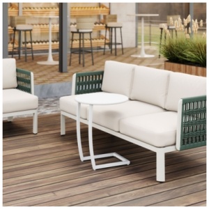 Erika Home Noga Outdoor End Table, White
