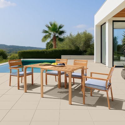 Erika Home Riviera Outdoor Extendable Dining Table, Natural