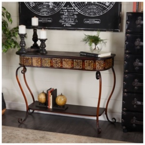 Floral Console Table, Brown