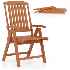 Foldable Patio Chair All-Weather HDPE Outdoor Dining Chair with Armrest-Brown