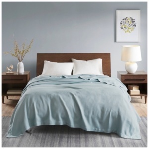 Freshspun Basketweave Full/Queen Blanket, Light Blue
