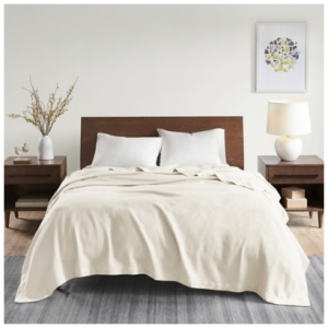 Freshspun Basketweave King Blanket, Ivory