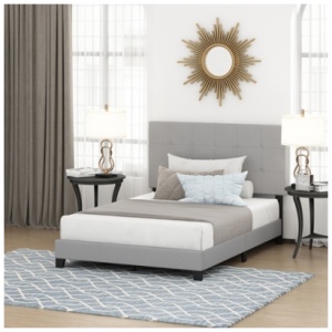 Furinno Furinno Full Laval Button Tufted Bed Frame, Gray