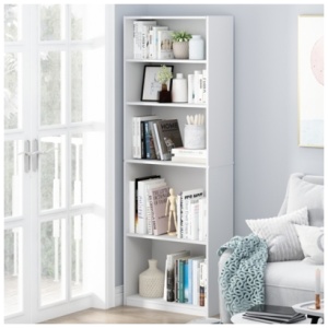 Furinno JAYA 5-Shelf Bookcase, White